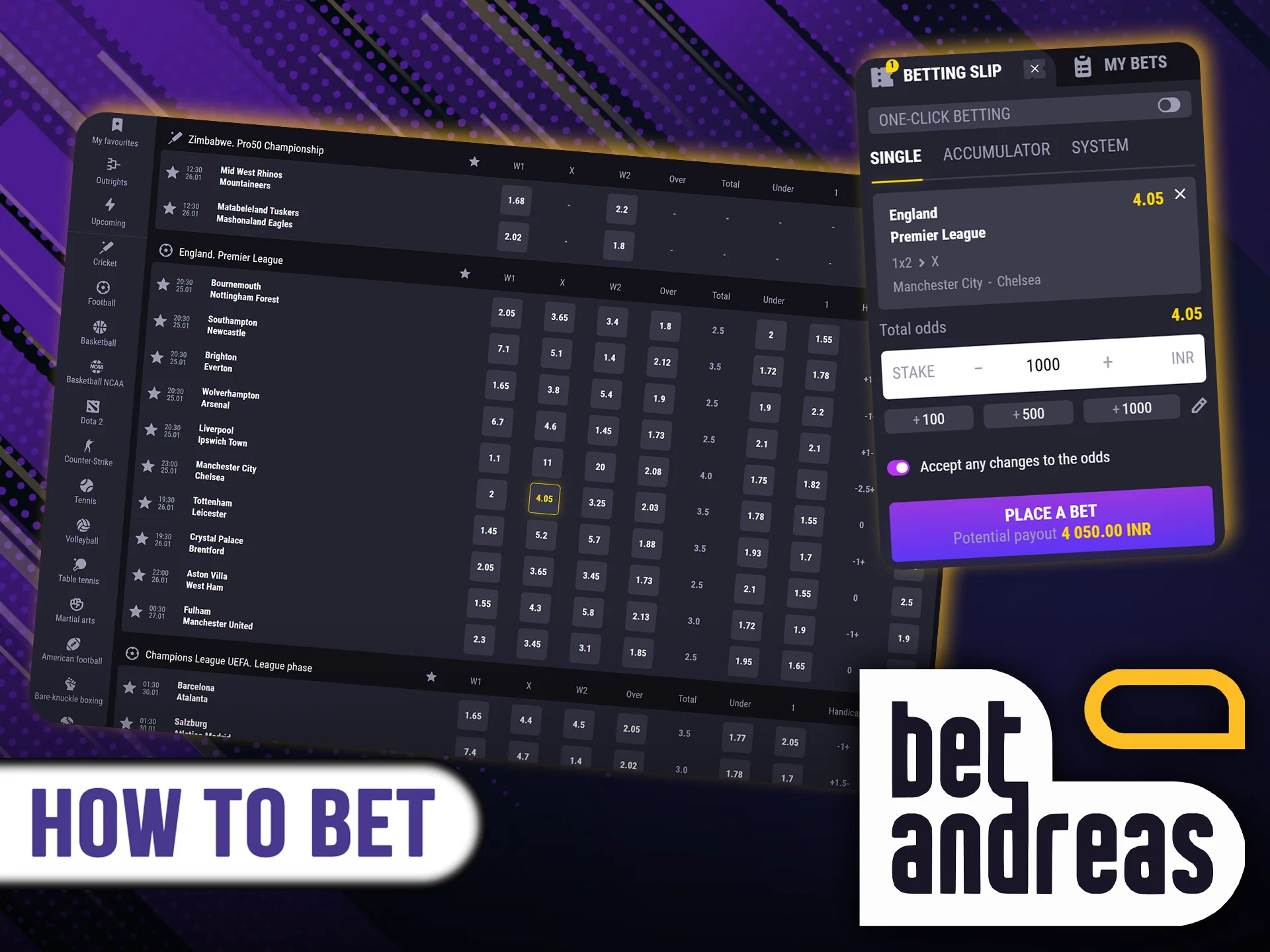 The BetAndreas sports betting process is not complicated.