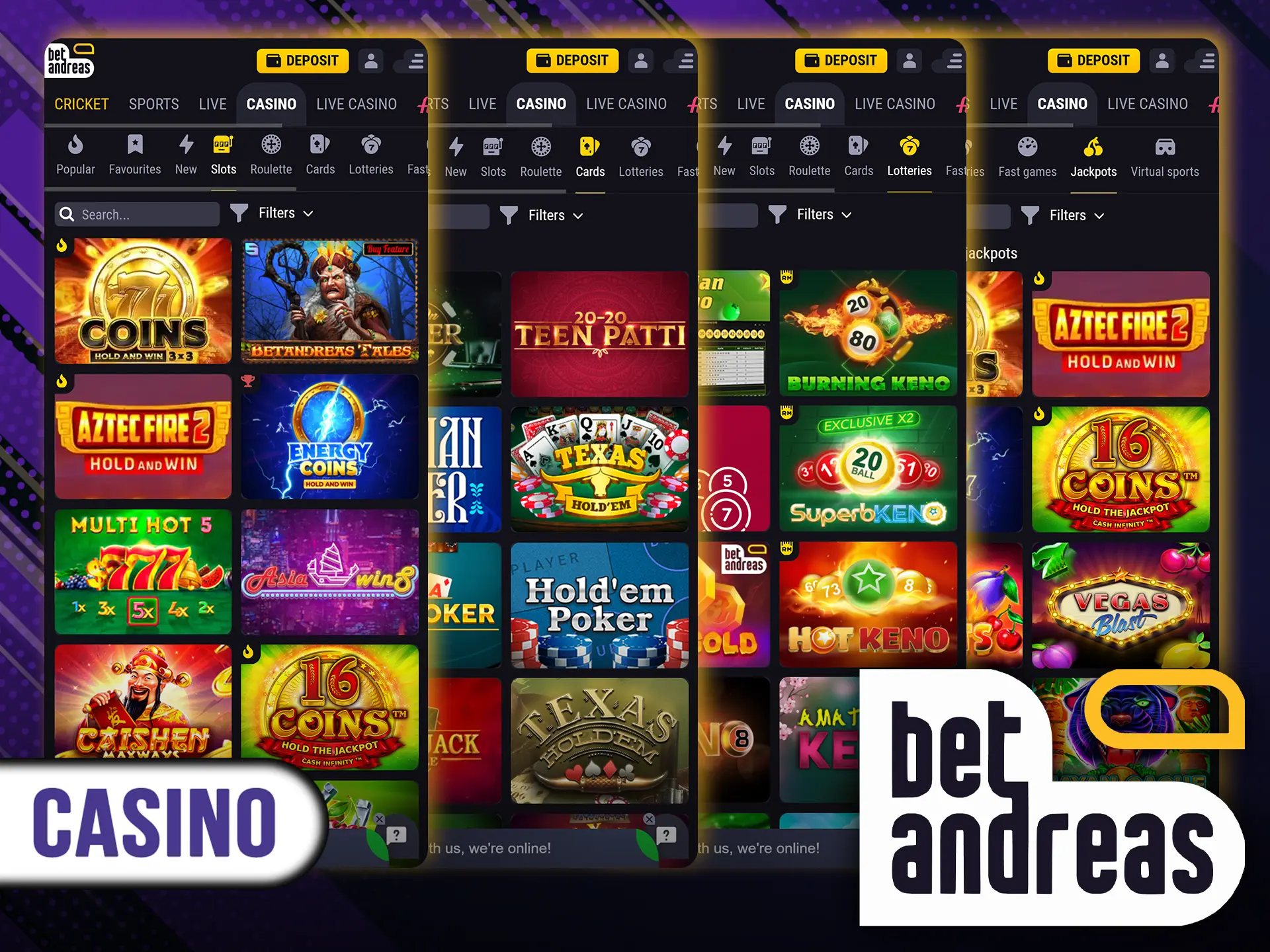 You will find many interesting casino games in the BetAndreas app.