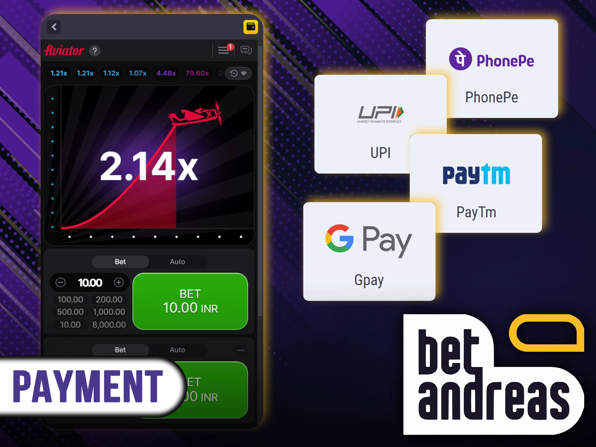 Find out which payment systems BetAndreas offers.