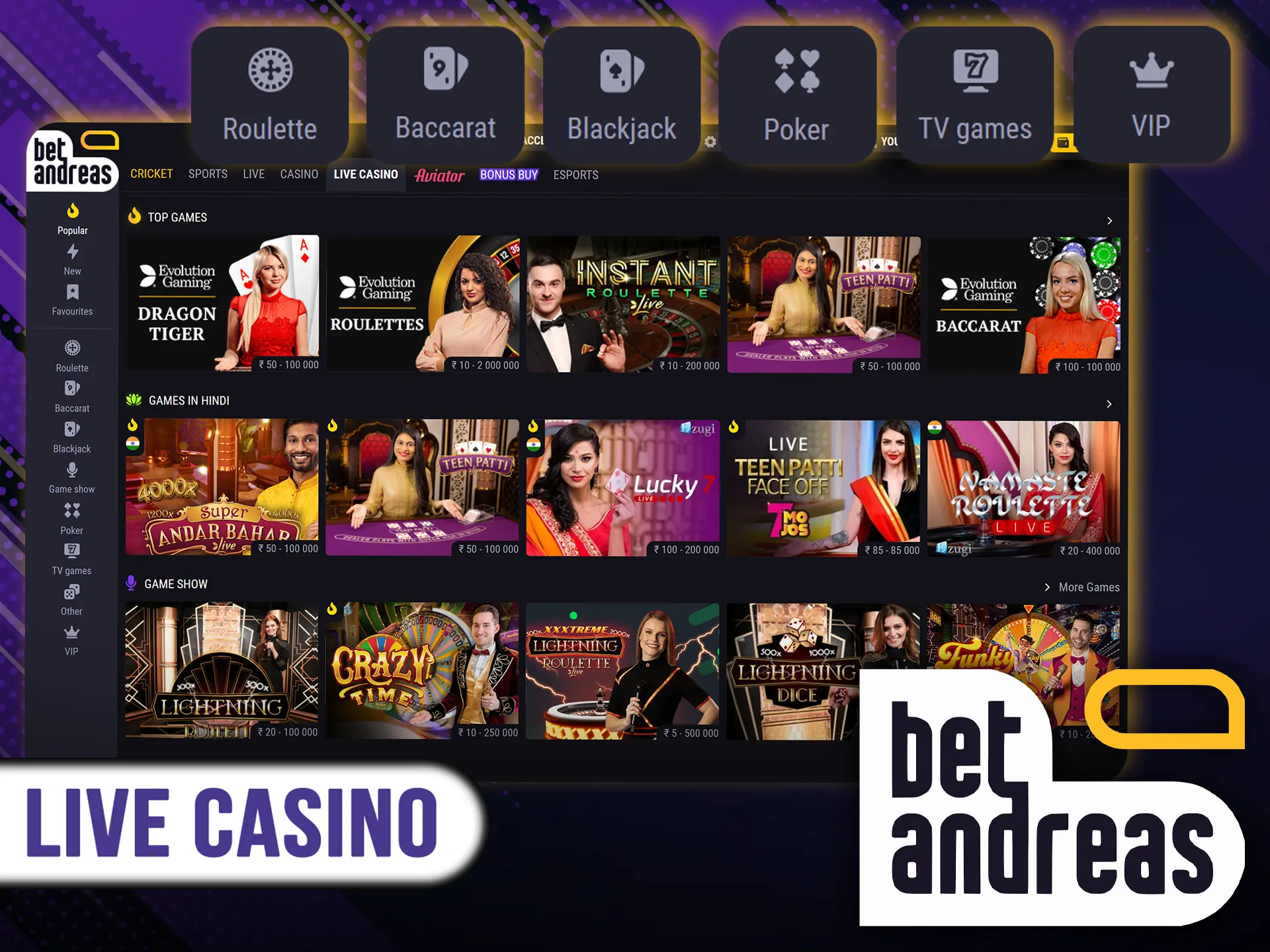 Play with live dealers at BetAndreas.