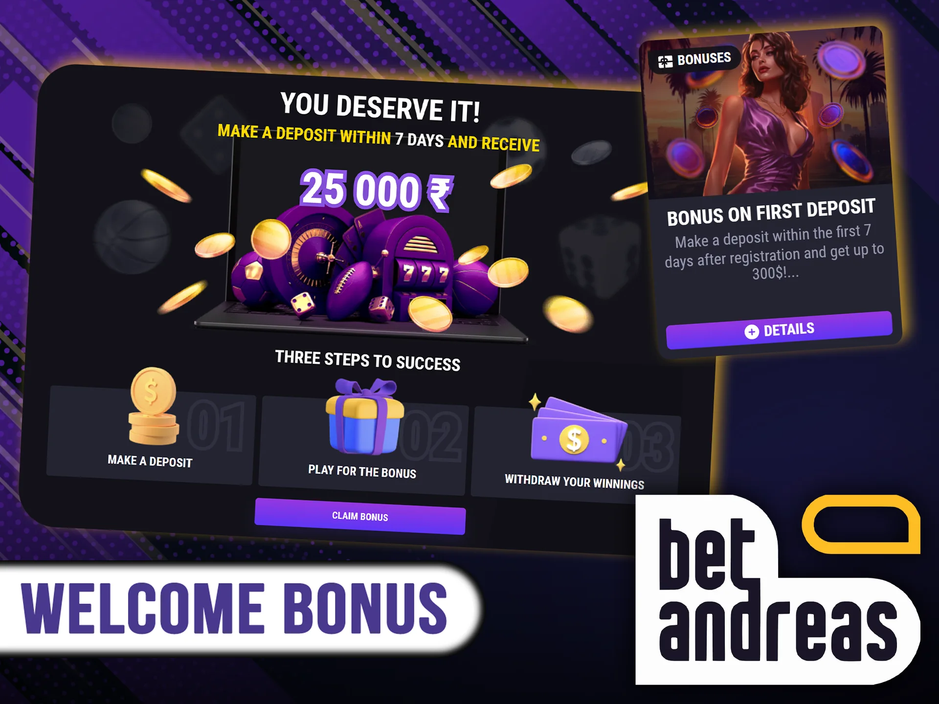 Don't forget to claim your welcome bonus for casino games from BetAndreas.