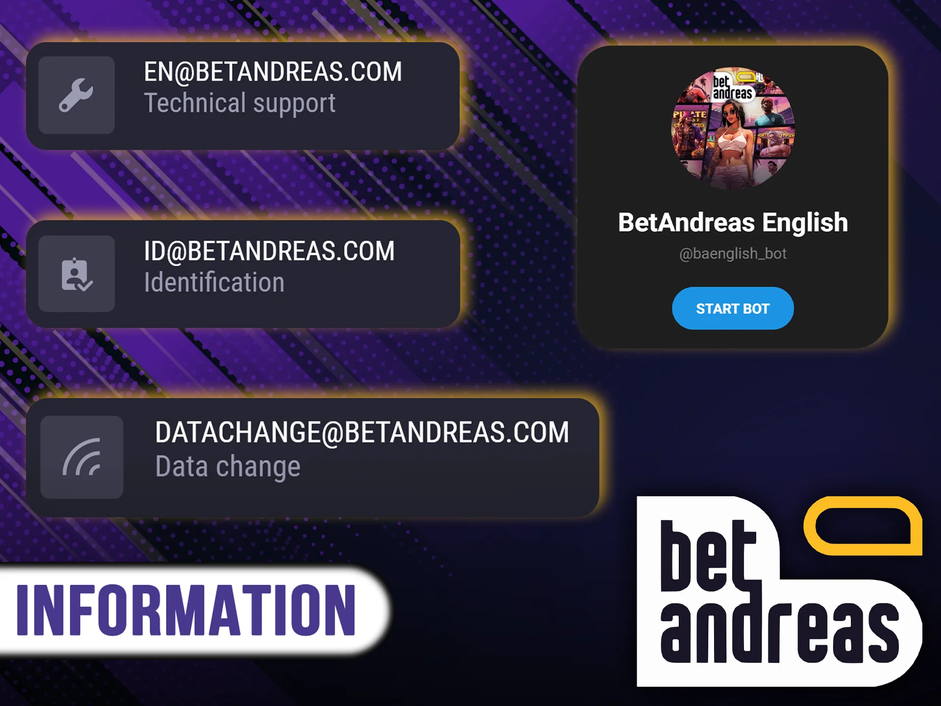 Get in touch with the BetAndreas team to get answers to all your questions.