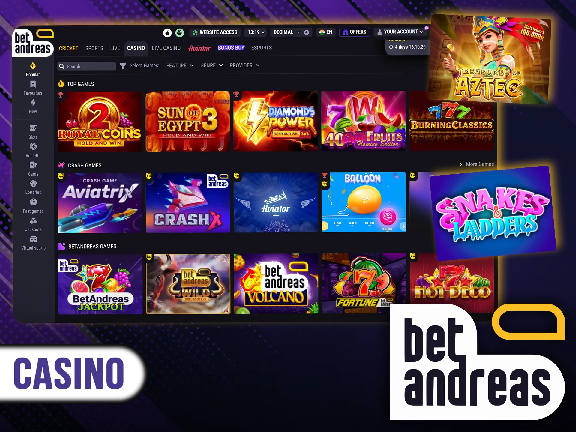 Learn about the popular BetAndreas casino games.