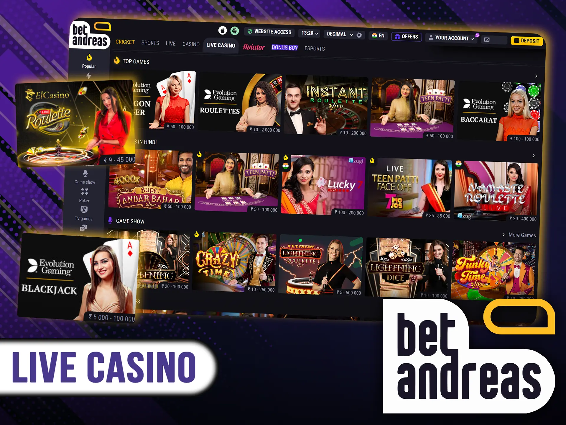 Play with live dealers at BetAndreas.