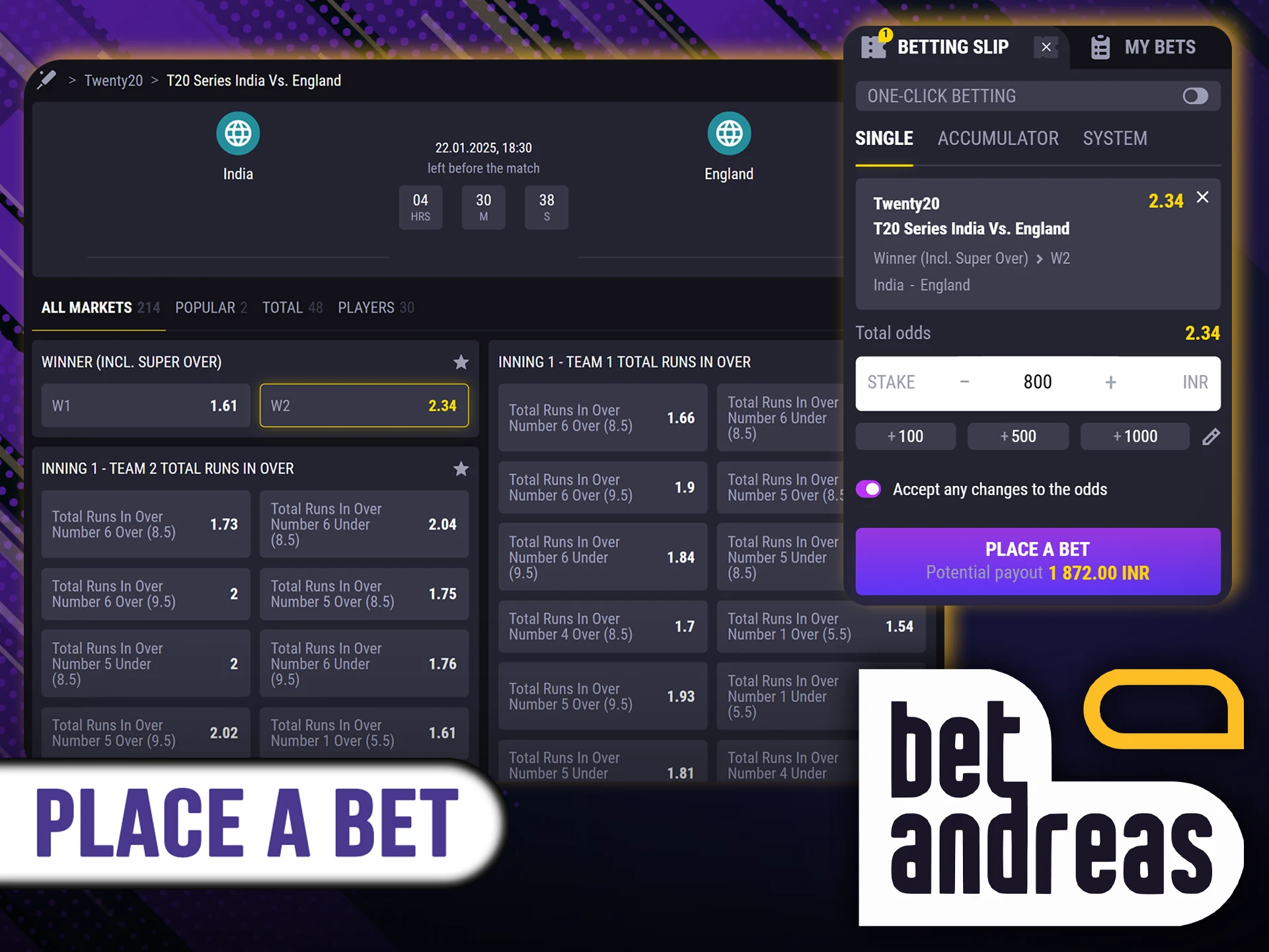 Top up your balance and bet on your favorite sports team at BetAndreas.