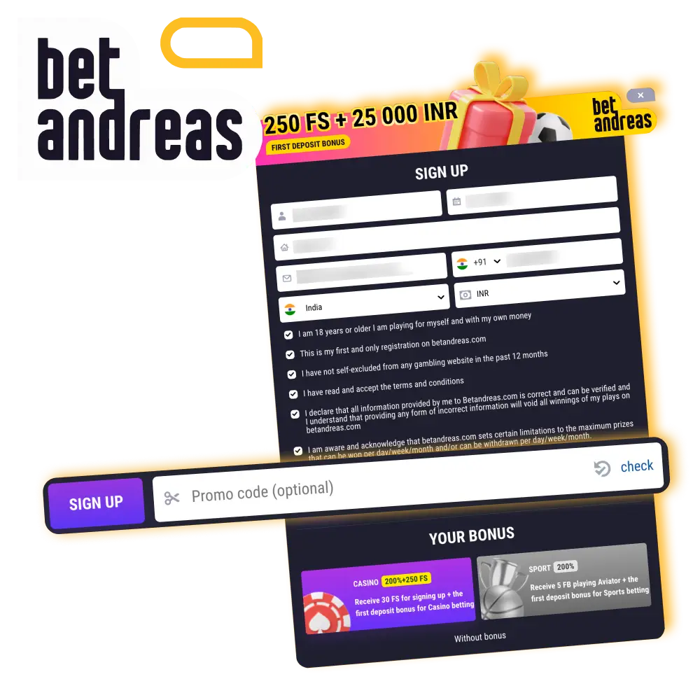 Activate BetAndreas promo code to unlock additional benefits.