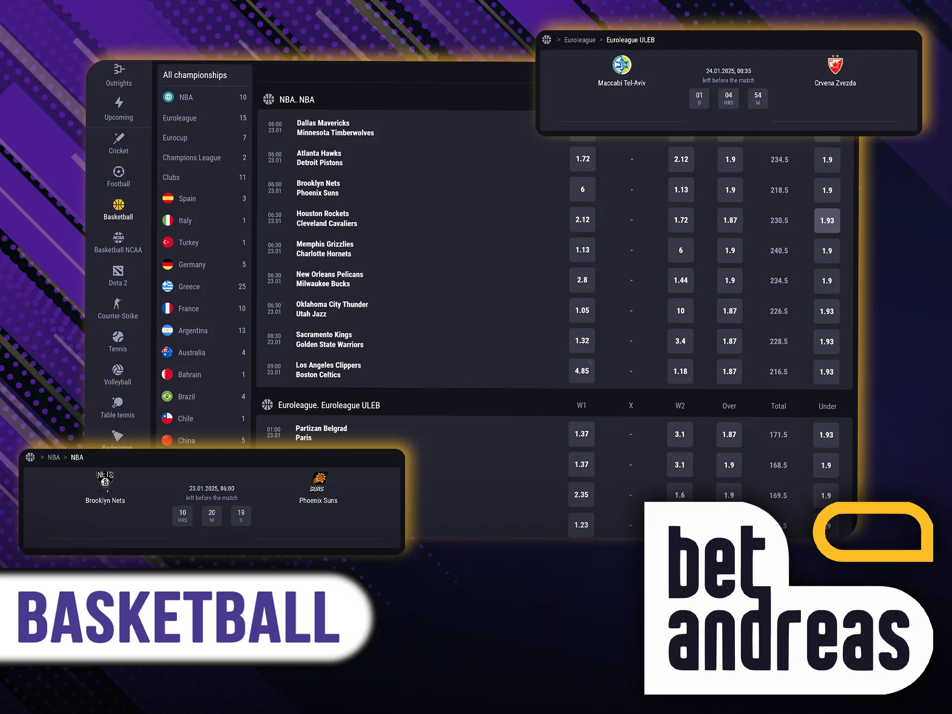 BetAndreas invites you to bet on basketball.