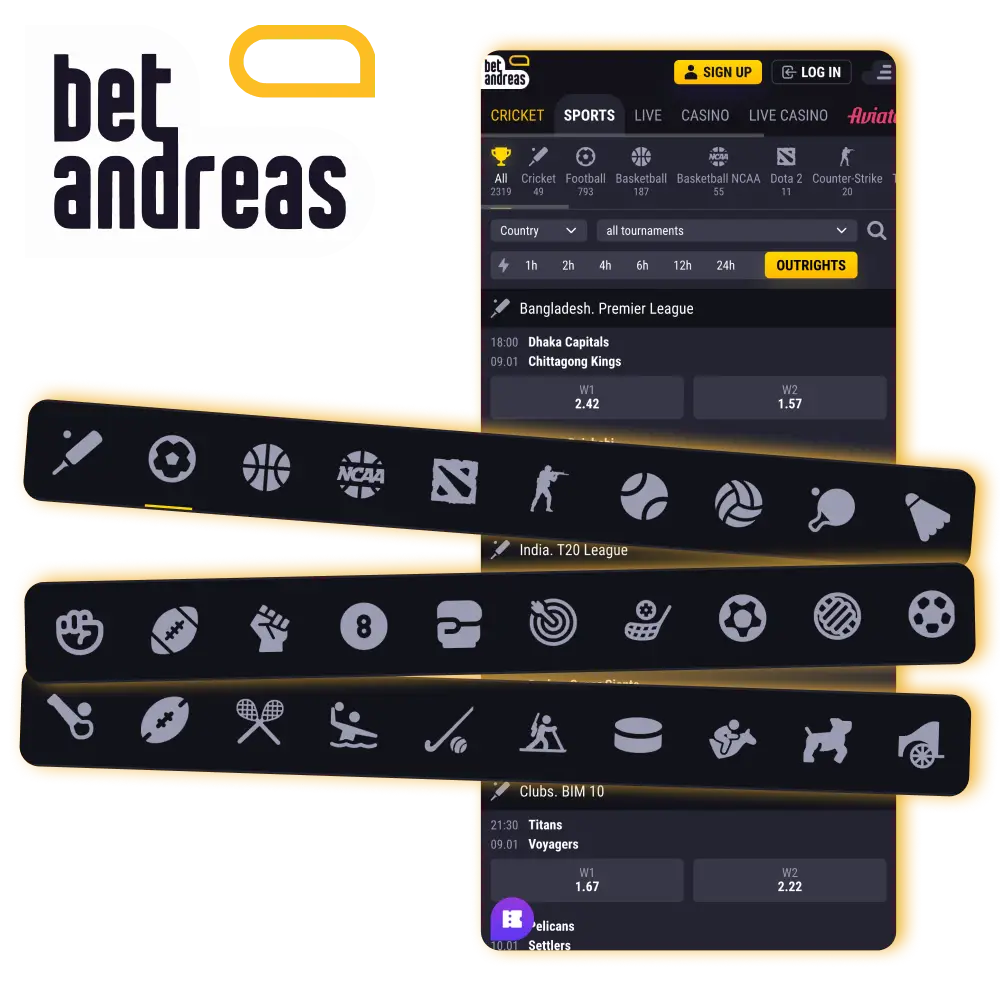 Bet on a variety of sports at BetAndreas.